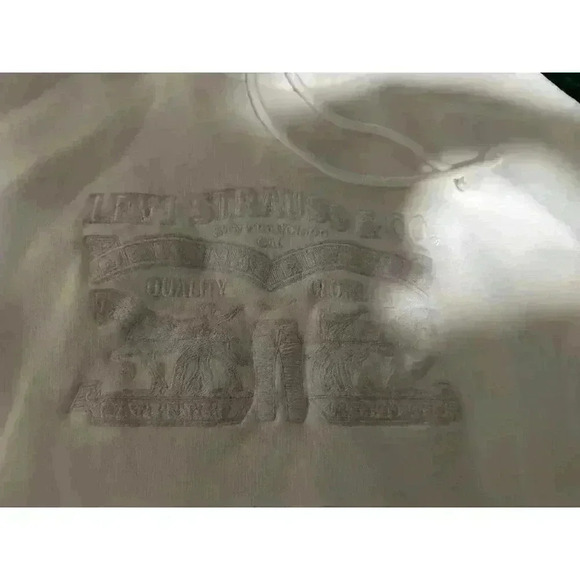 White LEVI STRAUSS & CO brand crop sweatshirt Size Small Cotton classic hoodie - Picture 8 of 10